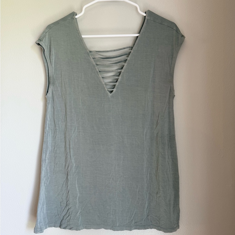 American Eagle Outfitters Sage V-Neck Ladder Back Tank M